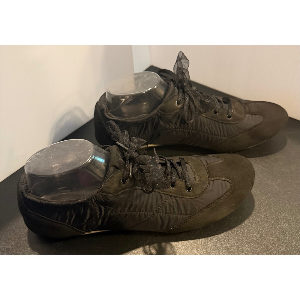 Vivaia Womens 41.5 US 10 Yancy Jogger Sneakerina Black Ribbon Lace Minimalist